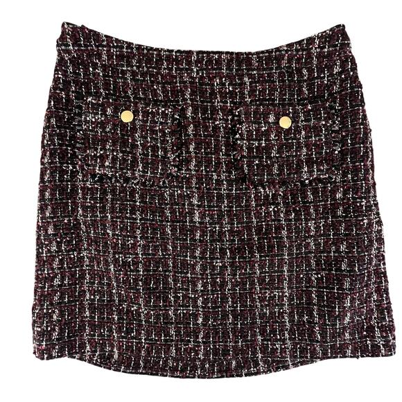 NWT Ann Taylor Loft 8P Mini Skirt | Purple Tweed Boucle Preppy Coquette Sparkle - Picture 14 of 16